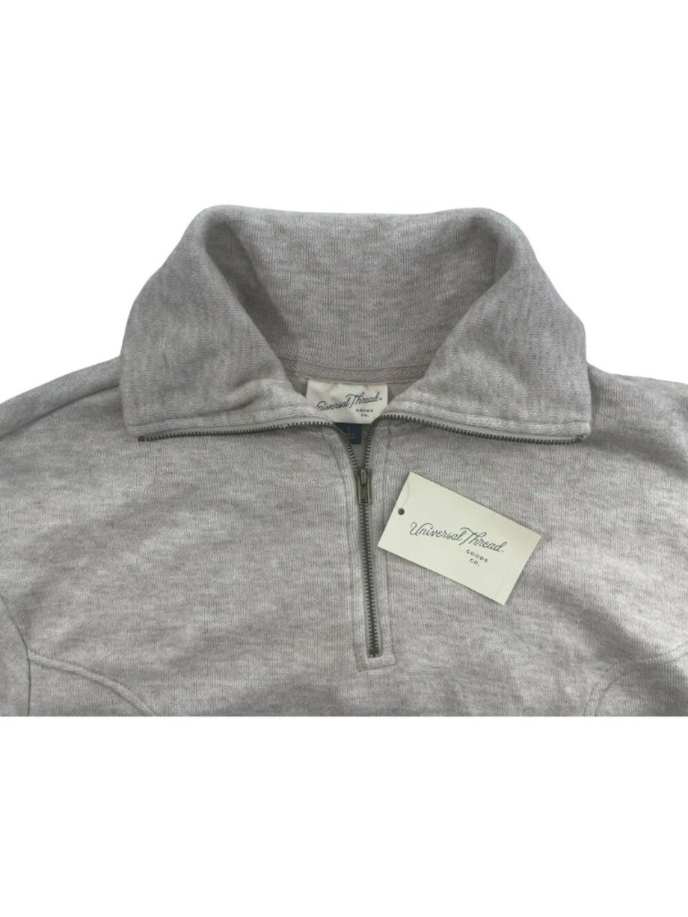 Universal Thread Sweatshirt Heathered Oatmeal Quarter-Zip Pullover Wmn's S NEW - Picture 3 of 7